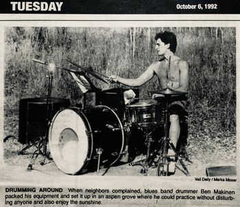 Drummer Ben Makinen Director of JazzTown and Who Killed Jazz, Vail Daily 1992
