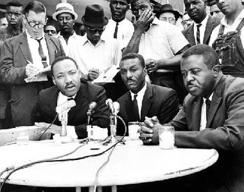 Dr. Martin Luther King, Rev. Fred Shuttleworth and Rev. Ralph Abernathy
