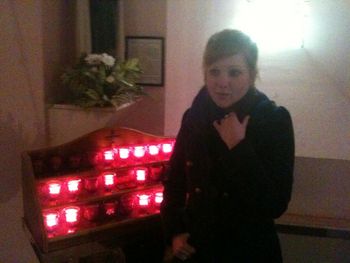 Light every candle... In the chapel at Gougane Berra. Michael & Summer in Ireland.
