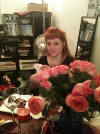 Heaven's White Rose... Summer amidst flowers at her dressing table upon arrival home in NYC

