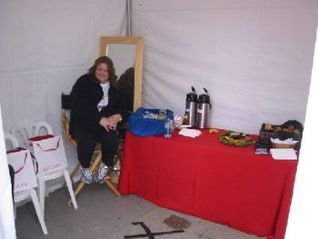 My dressing tent that I shared with Tom Selleck!
