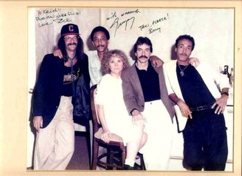 Embarrasing or not??!! Left to right, that's me, Gregory Hines, Lynn & Barry Saperstein & Keith Loving in the mid to late '80s. Barry, Keith & I were in Greg's band for 18 years & are still like family to this day.

