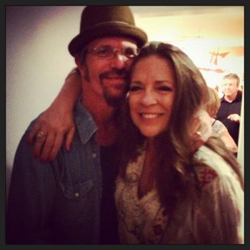 September 21, 2014. St. Louis, MO. Photo by Janet Henneman. Brian Henneman of the Bottle Rockets and Carlene after her show in St. Louis. Brian co-wrote the Bottle Rockets song "Welfare Music" with the line "Buys cassette tapes in the bargain bin, loves Carlene Carter and Loretta Lynn."
