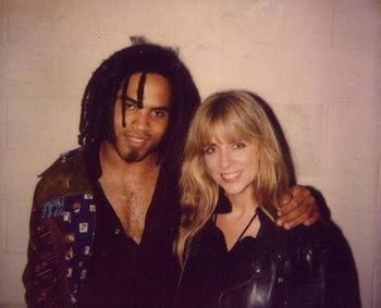 Backstage at a Tom Petty and the Heartbreakers concert with opening act Lenny Kravitz.
