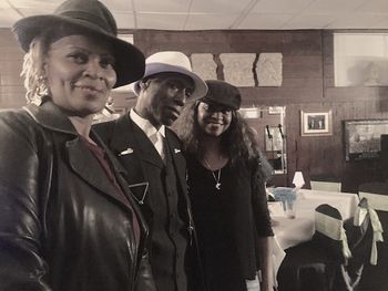 AmLarry with Lady Z, left and Troi Tyler of WCSU Radio at the Ambrosia Lounge, S. Side, May 2019
