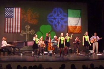 The band cranks it up as the dancers take the stage at our annual St. Patricks Concert. St. Joseph University, West Hartford.
