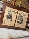 1952 Harley Davidson Double Magazine Ads on Walnut Mounting