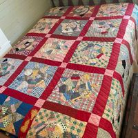 SOLD - Antique Hand-Stitched 8-Point Star Quilt