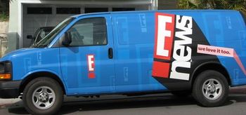E! Van In Front Of House For E! True Hollywood Interview
