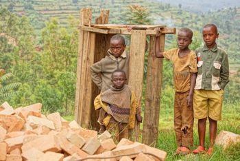 A young audience during recording session in Rwanda
