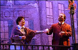 ...as Rodolfo with Andrea Hanson as Mimi in Act 2 of the Lyric Opera of San Antonio production of "L
