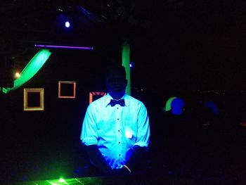 IMG_3470 DJ Assistant, Shawn, get's into the spirit with glow in the dark white shirt and polka dot bow tie!
