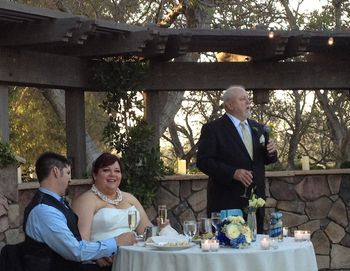 Rebekah's father welcomes Jason to the family as he toasts the couple
