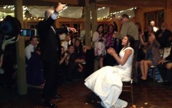 Josh wastes no time in retrieving the garter
