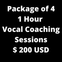 Package of 4 One Hour Vocal Coaching Sessions