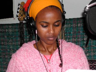 Helen Kerlin-Smith at Studio In The Sky recording Sobobade for SuperString Theory Goes To Senegal
