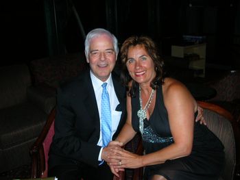 Between sets with fan Nick Clooney aboard the Queen of the West Paddlewheeler
