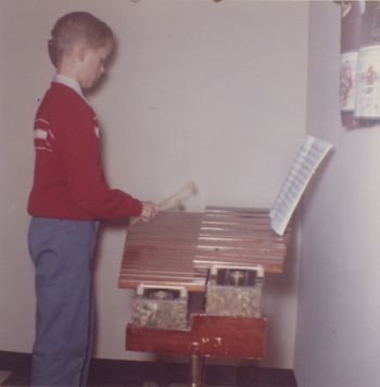 Gordon playing his first marimba as a young boy.
