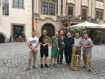 GBS, Kornél, and a local brass quintet playing in the town square.
