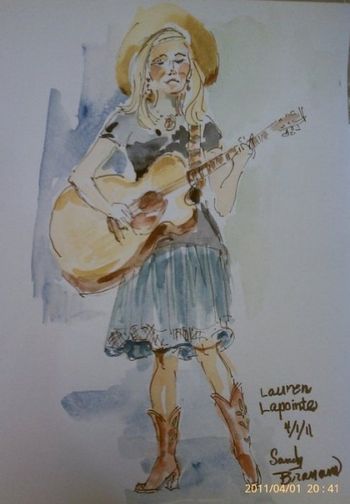 Watercolor by Sandy Branam at the Savannah Folk Music Society's "First Friday for Folk"
