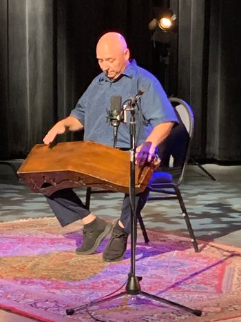 Photo 5 of 5 Filming of 3 musical Segments for WMHT AHA! A House For Art - Performing "Little Rhythm" on Felle Vega's all wooden lap drum called Boombakini
