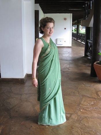 Rachel in a sari
