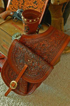 Custom made Saddle bag with Built in Holsters under the bag flap
