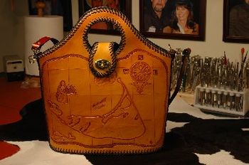 Hand Bag with carving of Nantucket Island
