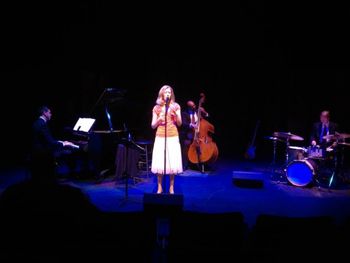 Blues Fanfare: Tara Hawley, Matt Skitzki, Alan Gleghorn, and Ricky Exton performing at the Stocker Arts Center
