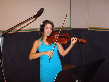 Karin Harrell adding some beautiful violin parts to one of the songs

