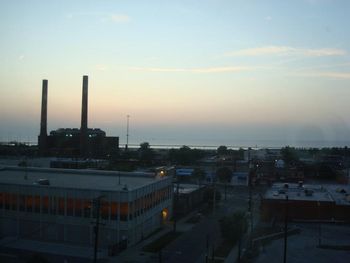 View of the lake from the studio at dusk
