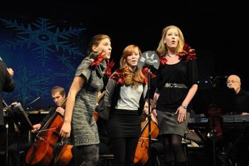 Ryann Angelotti, Caitlin Houlahan, and Tara Hawley performing their Andrews Sisters style Christmas medley
