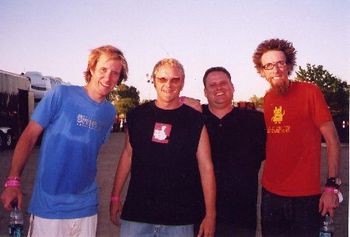 backstage at Sonshine '06 with Todd Luker, David Crowder and one of his band members
