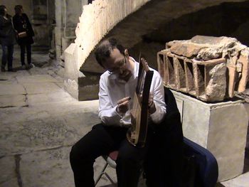 Playing live, by the Roman Baths at Bath Spa, 19th May 2012
