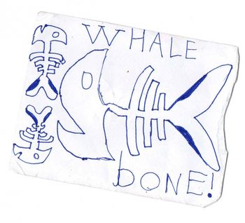 Horton Village Hall Artwork 1 The Whalebone logo on the back of one of our tickets by James Yates
