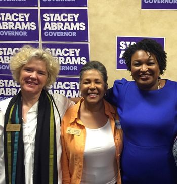 Stacey Abrams Wins Primary! . . . with Leader Abrams and Councilwoman Augusta Woods.
