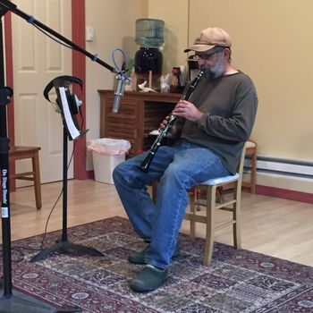 Mark recording a bluesy clarinet track
