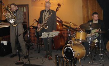NuQuartet Plus @ Jazz Cafe - April 2008 (5): Brad, Steve Wood, Nick Calandro (Hidden), Bill Higgins
