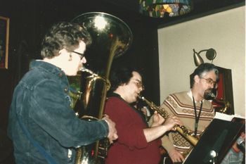 Detroit Jazz Disciples @ The Clay Pipe - Early 1986 (6): Brad, Joe Lijoi, John Dana (Partially Hidden), Steve Wood, Gary Haverkate (Partially Hidden)
