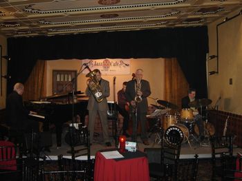 NuQuartet Plus @ Jazz Cafe - April 2008 (2): Gary Schunk, Brad, Nick Calandro, Steve Wood, Bill Higgins