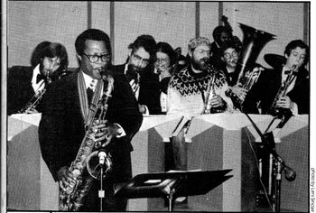 Pioneer Jazz Orchestra - Circa 1980: Chris Pitts, Sam Sanders, Steve Wood, Dan McAlister, Mike Blanchard, Ed Pickens, Brad, Scott Petersen
