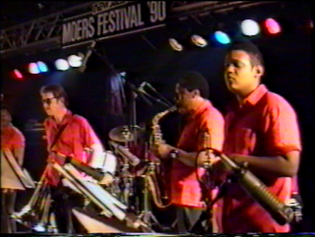 Kenn Cox Guerilla Jam Band - Moers, Germany - 1990 (5): Rayse Biggs, Brad, Tani Tabbal, Phil Lasley, Philip Cox
