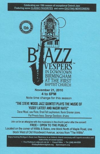 Yusef Lateef Project @ Birmingham Jazz Vespers - November 2010 (1)
