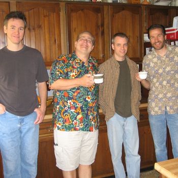 Tim Robert's (Engineer), Alan O'Bryant (Producer), Andy Todd (Bass), Rob Ickes (Dobro), getting warmed up
