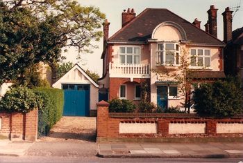 Visiting my Dad's childhood home. On Lonsdale Road, Hammersmith, England - on my first trip to the U.K. - May, 1987.

