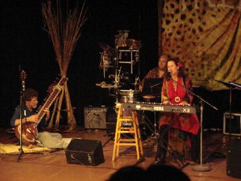 Barry playing sitar with Brian Melick, Athena, and The Wild Tribe
