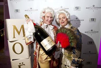Randall MacDonald & Darcy Kaser on the Moet & Chandon Red Carpet at the Alberta Art Gallery's Monstorous Baroque party on November 17, 2012.
