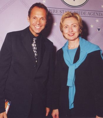 Mark and Hillary Clinton after performing the 'Power of One' for the Democratic Empire State Dinner in New York
