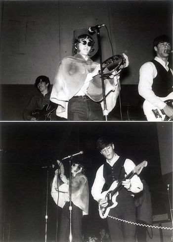1967 photo by Tom O'Dowd of Back Page Incident. Kent in kangaroo fur poncho and fake sideburns.
