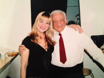 Backstage with cantor and theater star, Bob Abelson, during a performance of the Off-Broadway hit, "On Second Avenue."
